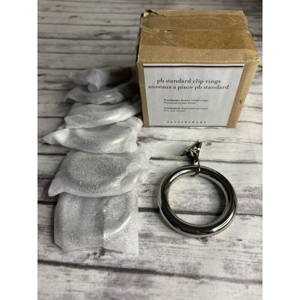 Pottery Barn Curtain Drape Clip Rings SEVEN‎ Small Nickel Finish NEW